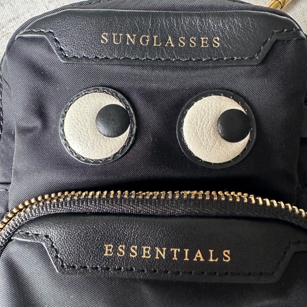 Anya Hindmarch Eyes Essentials Crossbody Pouch Black Nylon Leather Phone Bag - Picture 6 of 14
